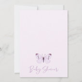 Invitation Purple Boho Floral Butterfly Baby shower Baisers (Dos)