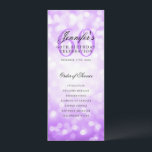 Invitation Purple Bokeh 60th Birthday Program avec menu<br><div class="desc">Elégant design "Anniversaire du programme" avec Purple Bokeh & texte personnalisé.</div>