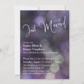 Invitation Purple Bokeh Light & Typographie "Juste Mariée" (Devant)