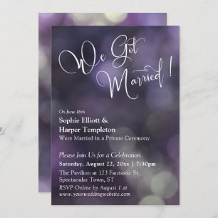 Invitation Purple Bokeh Light & Typographie "Nous Nous Sommes