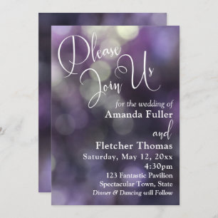 Invitation Purple Bokeh Lumière et typographie 32 Mariage 2