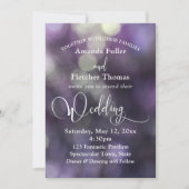 Invitation Purple Bokeh Lumière et typographie 32 Mariage 3 (Devant)