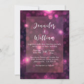 Invitation Purple Bokeh Sparkle Argent String Mariage (Devant)