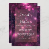 Invitation Purple Bokeh Sparkle Argent String Mariage (Devant / Derrière)