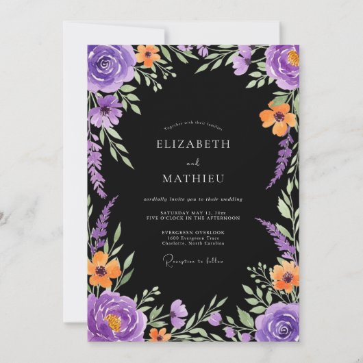 Invitation Purple Bold Moody Wedding (Devant)