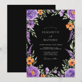 Invitation Purple Bold Moody Wedding (Devant / Derrière)