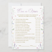 Invitation Purple Book Bridal Shower Over or Under Game Card (Devant)