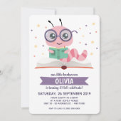 Invitation Purple Bookworm Livre Anniversaire (Devant)