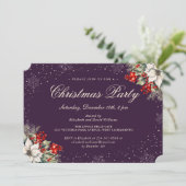 Invitation Purple Botanical Snowflake Christmas Holiday Party (Debout devant)