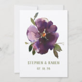 Invitation Purple Bourgogne Cinq Mariage de fleurs pétales (Devant)