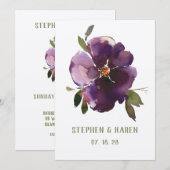 Invitation Purple Bourgogne Cinq Mariage de fleurs pétales (Devant / Derrière)