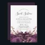 Invitation Purple Bourgogne Floral Élégant Sweet 16 Party<br><div class="desc">Purple Bourgogne Floral Elegant Sweet 16 Party Invitation Voir la collection correspondante en magasin Can Change Color as you please.</div>