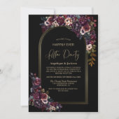 Invitation Purple Bourgogne Floral Noir Mariage après la fête (Devant)