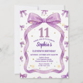 Invitation Purple Bow Birthday Invite, Girls 11th Birthday  (Devant)
