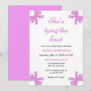 Invitation Purple Bow Elle Tying the Knot Fête des mariées