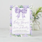 Invitation Purple Bow Girl Preppy Baby shower Sud (Debout devant)