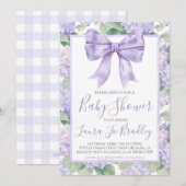 Invitation Purple Bow Girl Preppy Baby shower Sud (Devant / Derrière)