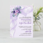 Invitation Purple Bow Quinceanera (Debout devant)