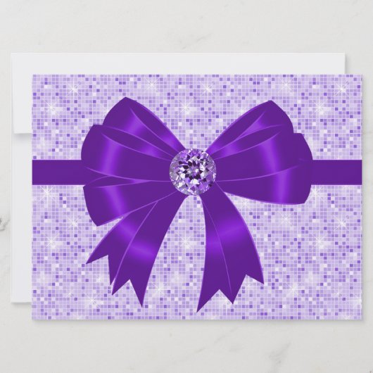 Invitation Purple Bow Sparkle Girls 18e fête d'anniversaire (Devant)