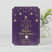 Invitation Purple & Bronze Sous Les Étoiles Starry Sweet 16 (Debout devant)