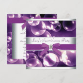 Invitation Purple Bubbles Purple Sweet 16 Anniversaire Fête (Devant / Derrière)