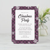 Invitation Purple Buffalo Plaid Snowflake Christmas Party (Debout devant)