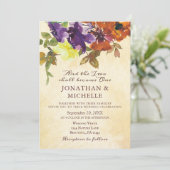 Invitation Purple Burne Orange Floral Mariage chrétien (Debout devant)