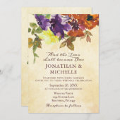 Invitation Purple Burne Orange Floral Mariage chrétien (Devant / Derrière)
