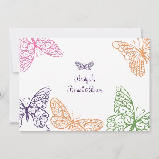 Invitation Purple Butterfly embrasse une averse nuptiale Invi (Dos)