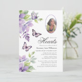 Invitation Purple Butterfly Forever In our Hearts Funeral (Debout devant)