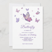 Invitation Purple Butterfly Girl Birthday Photo (Devant)