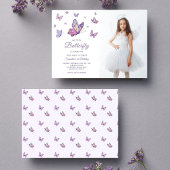 Invitation Purple Butterfly Girl Birthday Photo