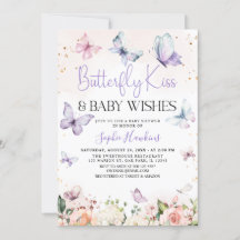 Purple Butterfly Kisses Baby Girl Baby shower