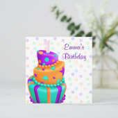 Invitation Purple Cake Présente Filles 1er Anniversaire (Debout devant)