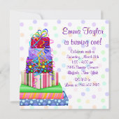 Invitation Purple Cake Présente Filles 1er Anniversaire (Dos)