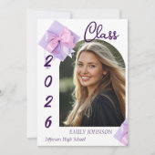 Invitation Purple Cap Photo Graduation Announcement  (Devant)
