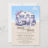 Invitation Purple Caravan Funny Fête du réchauffement de la m (Devant)