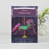 Invitation Purple Carousel Pony Girls Birthday Party Invitati (Debout devant)