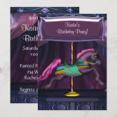 Invitation Purple Carousel Pony Girls Birthday Party Invitati (Devant / Derrière)