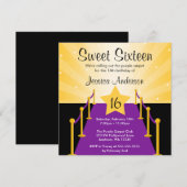 Invitation Purple Carpet Hollywood Sweet 16 Anniversaire (Devant / Derrière)