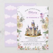 Invitation Purple Castle Fairytale Anniversaire Thème avec Fa (Devant / Derrière)