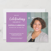 Invitation Purple Célébration de la vie avec funérailles phot (Devant)