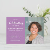 Invitation Purple Célébration de la vie avec funérailles phot (Debout devant)