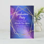 Invitation Purple Celestial Géométrique Gold Party (Debout devant)
