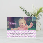 Invitation Purple Chevron Fille Anniversaire, Troisième Anniv (Debout devant)