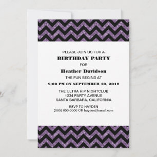 Invitation Purple Chevron Parties scintillant Anniversaire In