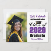 Invitation Purple Class of 2026 Photo Graduation Party (Devant)