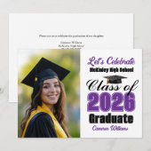 Invitation Purple Class of 2026 Photo Graduation Party (Devant / Derrière)