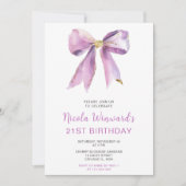 Invitation Purple Coquette Bow fête d'anniversaire (Devant)