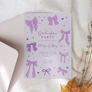 Invitation Purple Coquette Bow Graduation Party